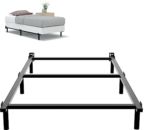 DTIG Twin Bed Frame 7 Inch Twin Size Metal Bed Frame for Box Spring and Mattress, Tool-Free Heavy Duty Bedframe Easy Assembly Box Spring Base Black