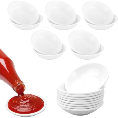 WideSmart 20 pezzi rotondi ciotole per salsa, ciotole per tapas e salse multiuso piatto per salsa di soia piattino ciotola mini ammollo ciotole mini piattino per salsa ketchup snack e antipasti