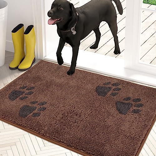 PURRUGS Dirt Trapping Doormat 50 x 80 cm, Non-Skid/Slip Machine Washable Entrance Rug, Shoes Scraper, Dog Door Mat, Super Absorbent Welcome mat for Muddy Wet Shoes and Paws