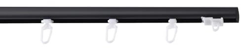 Garesa Gardinenschiene Profil 100, 1-läufig, Schwarz I Aluminiumschiene inkl. Gleiter I Deckenmontage I Halbrunde Schleuderschiene mit Schnellspanner I 100cm