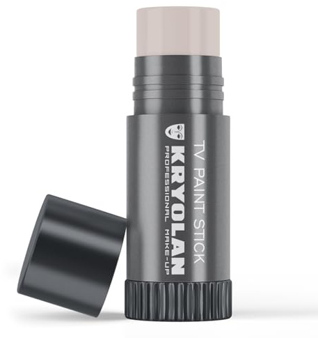 Kryolan TV Paint Stick - TV Matte White Makeup Stick - Foundation Makeup - Makeup for TV, Theater, Stage, Acting, Face and Body, Full Coverage Cream Concealer Stick Foundation - Made in USA (25 g)