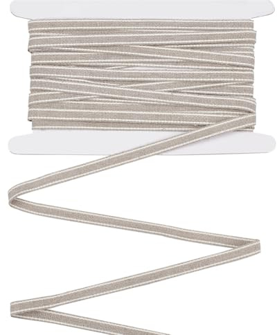 BENECREAT 10 m Ruban pour Livre à Reliure en Lin 6mm de Large Ruban de Réparation de Reliure à Rayures Grises et Blanches Fournitures en Tissu pour Reliure de Livres Couture Artisanat de Bricolage