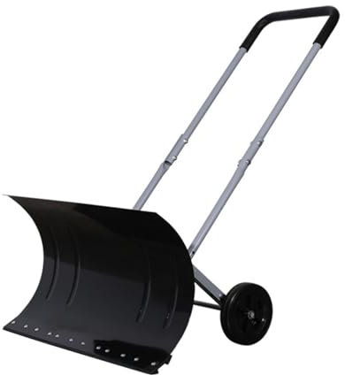Pala spingi neve con ruote per vialetto, manico estensibile e regolabile, bordo in metallo reversibile, ruote antiscivolo, costruzione durevole e robusta