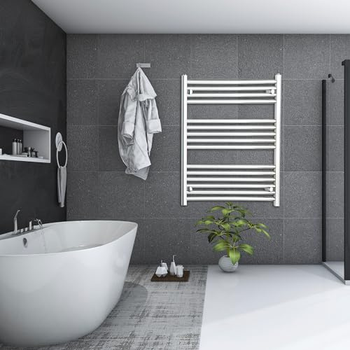 550mm Wide 800mm high Chrome Heated Towel Rail Straight Flat Bathroom Warmer Radiator Rack Central Heating Turkish Zone