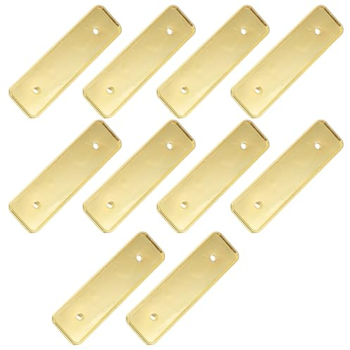 VILLFUL 10 Pièces Plaques de Nom Métalliques Dorées Réutilisables avec Épingles Badges Identité Vides pour Bureau et Entreprise Épingles Sécurisées pour Membres Équipe