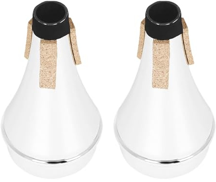 GLEAVI Lot de 2 Sourdines en Plastique Argentées pour Trompette Silencieuses Compactes et Légères Sourdine d'Entraînement pour Débutants et Répétitions sans Nuisance Sonore