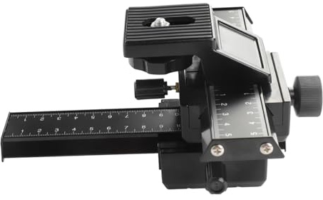 Control Deslizante de riel de Enfoque Macro, aleación de Aluminio y magnesio de 4 vías, Control Deslizante de Disparo en Primer Plano con Orificio para Tornillo de 1/4 de Pulgada