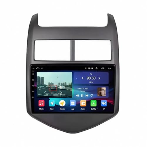 Trådlös Apple Carplay Android Auto-Skärm för Chevrolet AVEO Sonic 2011-2013 Backkamera, Spegellänk, Bluetooth, Röststyrning, Gps-Navigering, Aux, Röstassistent, 8 Kärna 8G+256G