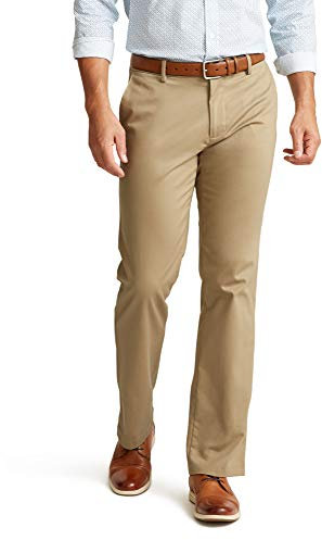 Dockers Straight Fit Signature 2.0 Pants-Creaseless, Beige (New British Khaki), 34W / 32L Homme