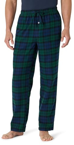 Amazon Essentials Men's Breathable Flannel Pyjama Trousers (Available in Big & Tall), Dark Green Navy Blackwatch Plaid, M