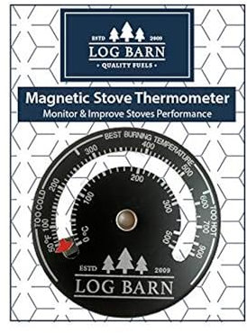 Log Barn Magnetic Stove Thermometer. Attaches to Flue Pipe. Log Burner Accessories to Monitor Optimal Burn Temperature. Pizza Oven Temperature Gauge - Genuine Log Barn Fireplace Accessories