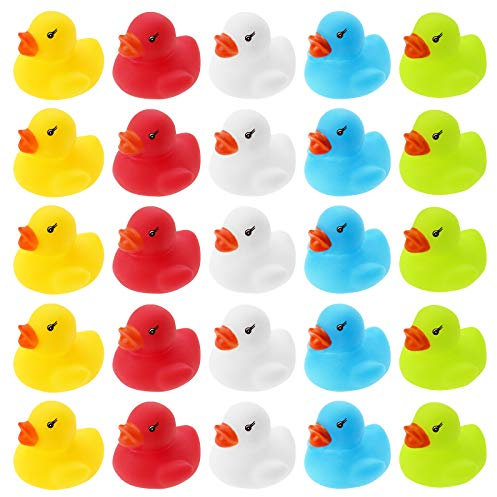 WELLGRO 25 Paperelle Da Bagno, In Gomma, In Rete, Circa 3,5 X 3 Cm (Øxh), (Giallo, Rosso, Bianco, Blu, Verde)