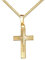 JEVELION Diamantschliff-Kreuz im Kreuz, teilweise mattierter Gold-Kreuz-Anhänger für Damen, Herren und Kinder, Kreuz-Anhänger-Schmucketui mit Halskette