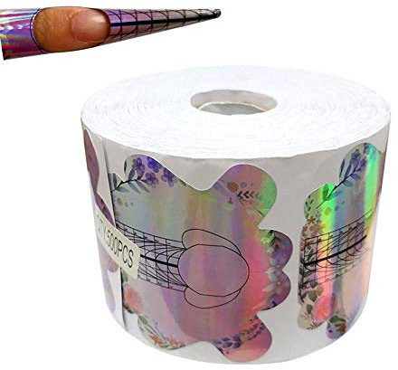 BeautyLeader 500PCS Stiletto Nail Tips Laser Nail Forms Gel Polish Extension Forms Acrylic Tips Nail Art Decoration DIY Nail Gel Curl Pink