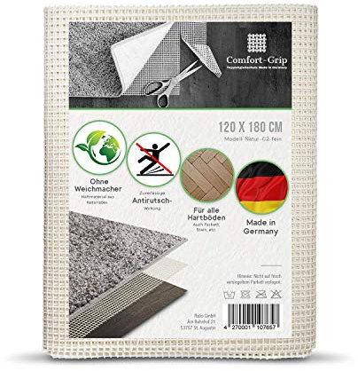 Comfort-Grip Premium Antirutsch Teppichunterlage -OHNE WEICHMACHER (120 x 180 cm, Haftgitter-Natur)