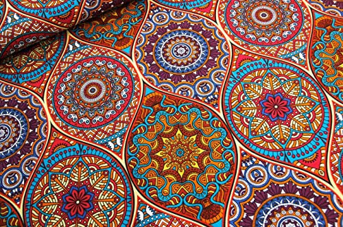 Dekostoffe Sommer Meterware - Baumwoll Mischgewebe bedruckt - Ottomane ab 25cm, Farbe: 012 Orientalisch