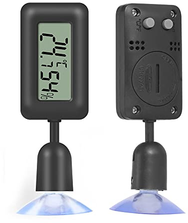 Hsthe Sea Hygromètre numérique Thermomètre LCD Thermomètre Jauge d'humidité avec rétroéclairage pour Reptile vivarium Serre Incubateur (Noir)