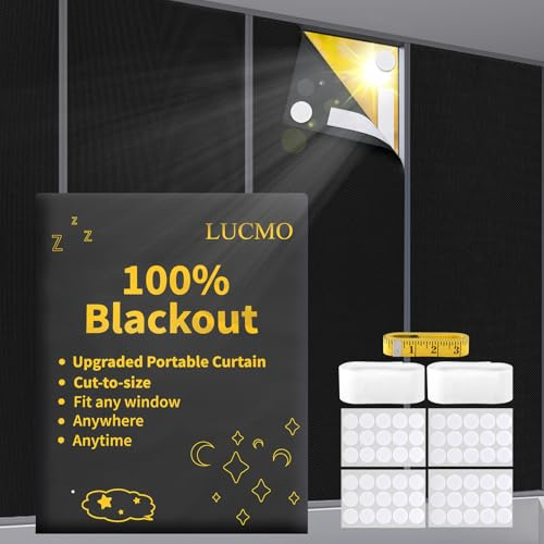 LUCMO Store occultant 100 % occultant pour fenêtre, sans perçage, portable, à découper à n'importe quelle taille, chambre d'enfant, bébé, voyage temporaire, 100 x 145 cm