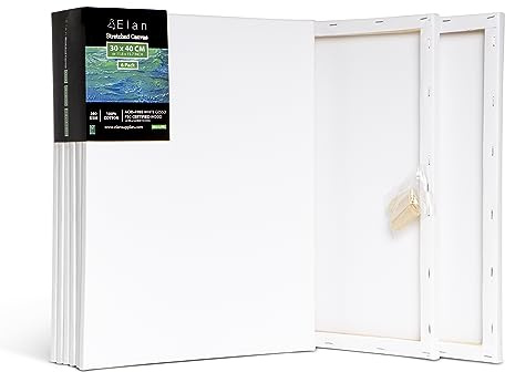 Elan Keilrahmen Leinwand 30x40 6er Set, 100% Baumwolle Leinwand zum Bemalen Klein, Leinwände für Acrylfarben 280GSM, Leinwände Klein, Keilrahmen 30x40
