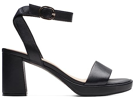 Clarks AmbyrLyn Bay, Sandali con tacco Donna, Black Leather, 36 EU