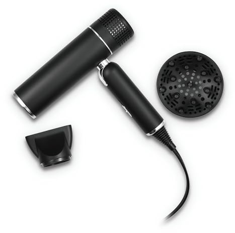 StyleCraft Ace Foldable Lightweight Hair Dryer with Powerful Motor with Diffuser and Concentrator Nozzle