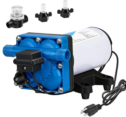 DC HOUSE 110V RV Camper Water Diaphragm Pump with Power Plug, 42-Series 5.5GPM 70PSI High Pressure, On Demand Self Priming Booster Pump for Kitchen, Bathroom, Garden Hose, Rain Barrel & Marine Use