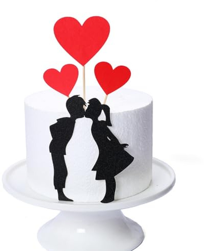 Confezione da 4 Decorazioni per Cupcake con Glitter per San Valentino Cupcake Food Picks a Tema San Valentino, Matrimoni, Addio al Nubilato, Feste di Compleanno