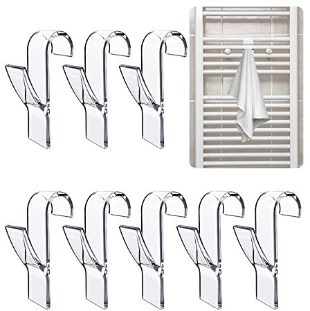 JRYGAC 8 Pezzi Ganci Termoarredo Bagno, Ganci per Termoarredo per Scaldasalviette e Accappatoio (Trasparente)