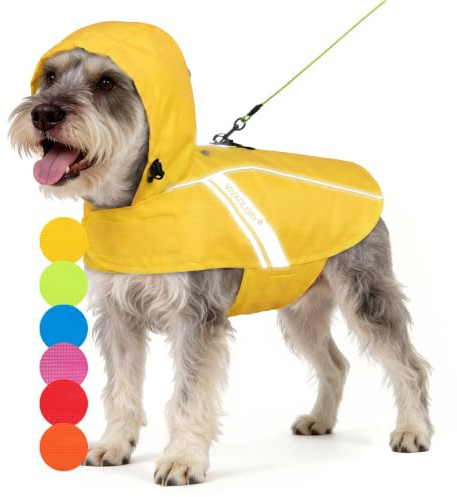 VIVAGLORY Dog Raincoat Wetoff Rain Coat For Dog, M, Yellow