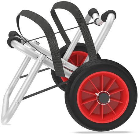 LZQ Faltbarer Transportwagen aus Aluminium,Kajakwagen mit 3m Gurtbändern für Kanu Kaja und Schlauchboot,bis 100 kg Tragfähigkeit