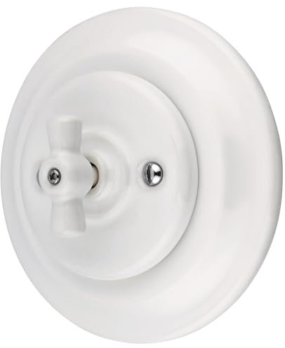 Unterputz Porzellan Retro Rotary Taster, Klingeltaster, All-in-One, Serie PR1 weiß