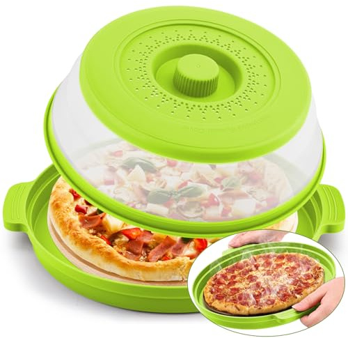 Microwave Splatter Cover & Anti-scald Plate,Collapsible Plastic & Silicone Microwave Cover for Food with Vented,Kitchen Dish Guard Cover for Meal Prep,Home Apartment Essential