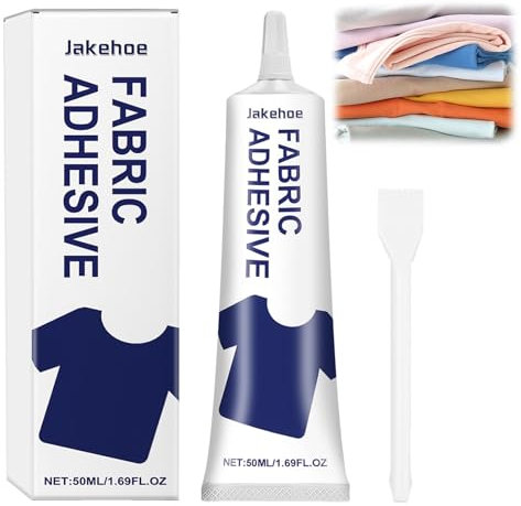 Textilkleber Waschmaschinenfest, 50 ml Stoffkleber Extra Stark, waschmaschinenfest & bügelbeständig, Fabric Adhesive für alle Stoffe, wie Baumwolle, Flanell, Denim, Leder, Polyester Und Mehr