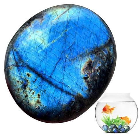 Natural Stones - Gem Quality Moonstone | Palm Blue Crystal Decorativo De Luna, Joya De Piedra Lunar Pulida, Piedra De Luna De Bolsillo Pulida, De Piedra De Luna Blanca Para Regalos