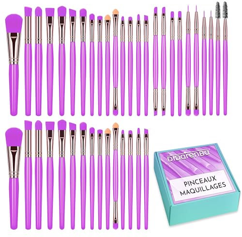 Pennelli make up set 40 pezzi setole di qualità pennelli trucco con correttore pennello per ombretto Viola