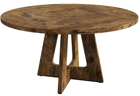 Salutmeuble Grande tavolo da pranzo rotondo per 4-6 persone, tavolo in legno in stile contadino, larghezza 120 cm, con gambe robuste per sala da pranzo o soggiorno (senza sedie) – marrone