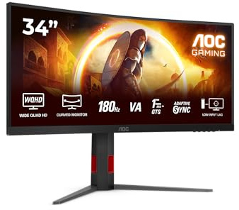 AOC Gaming Monitor CU34G4 Wide Quad HD 34 180 Hz Curved VA LCD Black