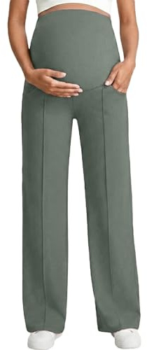 Générique Pantalon de Grossesse Taille Haute pour Femmes Doublure Polaire Legging Maternité Extensible Extérieur Intérieur Automne Hiver Pantalon Fuseau Femme Enceinte Coupe Droite Collant Thermique