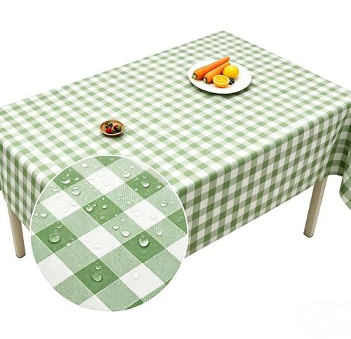 Artifolia Large Waterproof Table Cloth 140x240cm, Garden BBQ Camping Picnic | 100% polyester, waterproof stainproof, wrinkle resistant, machine washable, light sage green, outdoor table cloth