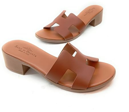 Sara del Brenta Sandali Ciabatte Donna Tomaia in Vera Pelle Made in Italy Suola in Gomma Antiscivolo Leggera e Flessibile (Pelle Cuoio, Sistema Taglie Calzature EU, Adulto, Donna, Numero, Media, 37)