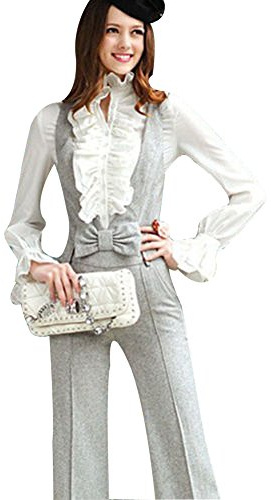 Loalirando Femme Chemisier à Volant Manches Longues Col Haut Top Blouse Vintage Rétro Manchon Evasé Blanc Noir