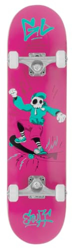 7.25 x 29.5 Enuff Skully - Pink - Mini Size Complete Skateboard - 7 Ply Maple Deck with Decade Trucks, 54mm 90A High Rebound Wheels, ABEC-9 Bearings, Perfect for Young Skaters