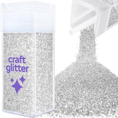 Hemway Craft Glitter Shaker Silver 130g Fine | for Resin & Epoxy Crafts, Christmas Art Supplies, Nail, Body, Face, Eye, Festival, Crafting, Slime, Sparkle