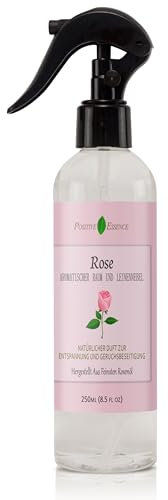 Positive Essence Rosen Raumspray und Lufterfrischer, hergestellt aus reinem ätherischen Rosenöl, 100% natürliches Duftspray, entspannender Raumduft, Schlafspray, Kissenspray (250 mL)