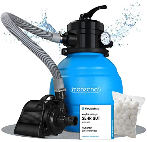 Monzana Sistema di Filtraggio 4500 L/h Valvola a 4 Vie 320g Sfere Filtranti Pompa Filtro per Piscina