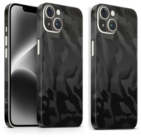 TF Skins iPhone 11 Skin (2X Stück) Schutzfolie für die Rückseite und Seiten in edler Optik inkl. Kameraschutz Schutz vor Kratzern (Shadow Black)