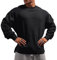 Muscle Alive Herren Basic Langarmshirts Waffel Sweatshirt Lockere Trainieren Zur Seite Fahren Rundhalsausschnitt Shirt Schwarz XL