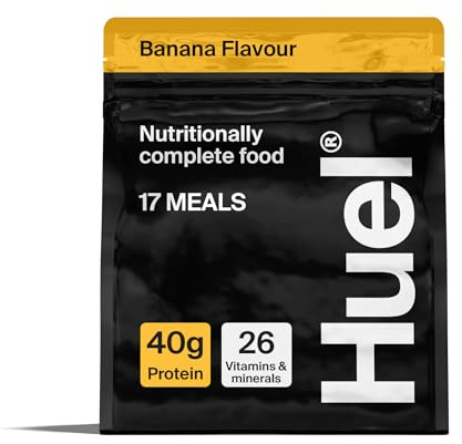 Huel Black Edition High Protein Complete Meal Replacement, 17 Meals, Banana Flavour, 40g of Protein Per Serving, Ready Meals, Vegan Protein Powder, Gluten-Free, Non-GMO