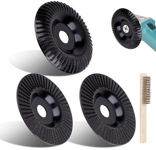 Muela de Madera, 3 Piezas 125mm Disco Abrasivo de Madera, Muela De Madera Discos De Corte Angulares Fuerte Arco Forma Pulidor Amoladora Banda Tener para Pulir Madera, dar Forma, Tallar, Etc
