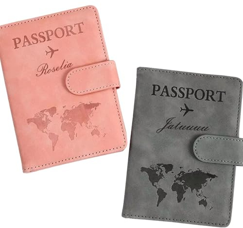 Rolianse Reisepasshülle Personalisiert mit Namen & RFID-Schutz – Hochwertiges PU-Leder Reisepassetui mit Magnetverschluss – Dokumententasche & Reise-Organizer mit Kartenfächern (15x11cm)